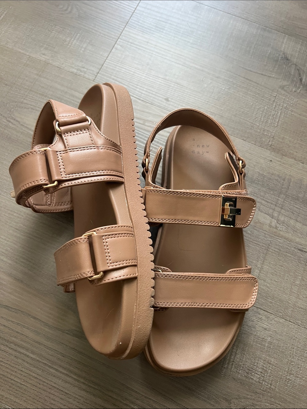 a new day Tan Platform Double-Strap Sandals